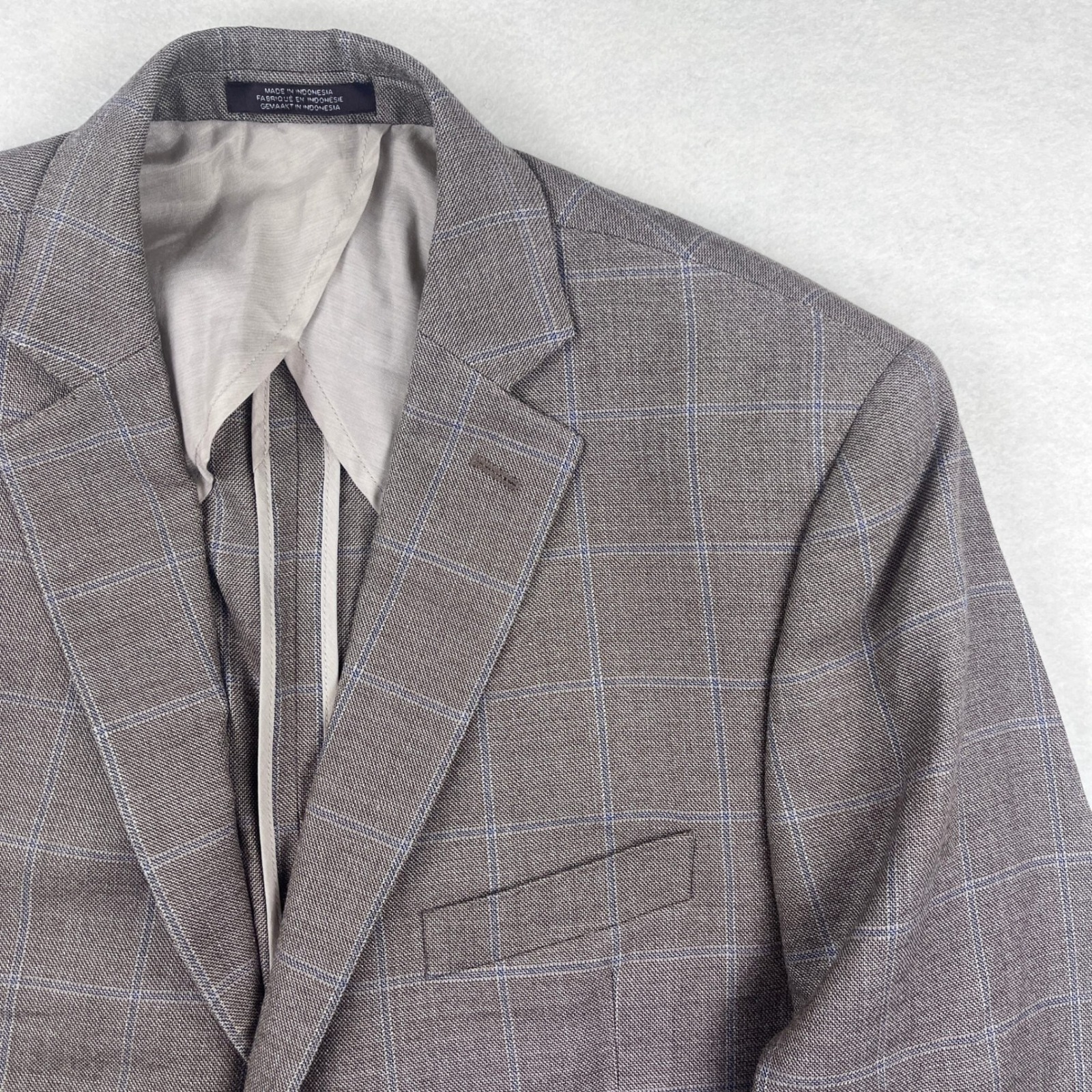 Black Brown 1826 Jack Slim 1/4 Lined Silk Wool Windowpane Sport Coat 42s Mens